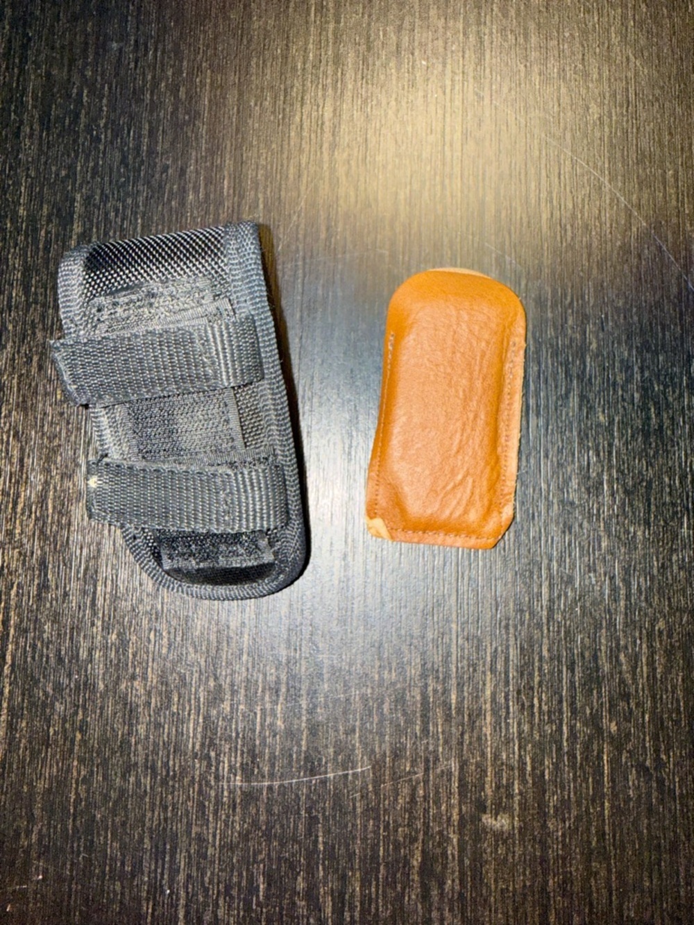 Orange Leather Pocket Sharpener Sleeve with Black Nylon Belt Pouch - Picture 2 of 8
